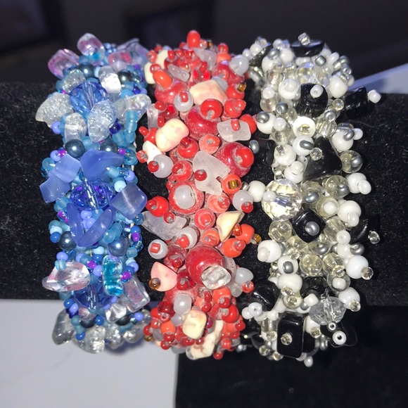 Handmade beaded crystal bracelets set - Picture 3 of 4